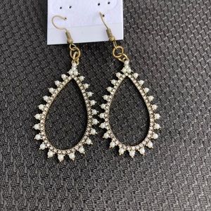 Pearl & Rhinestone Teardrop Earrings
